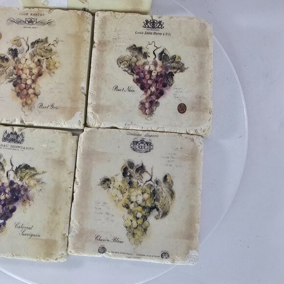 Chateau Montagne Vineyard Wine Grapes Coasters Set of 4 NIB - Picture 7 of 9